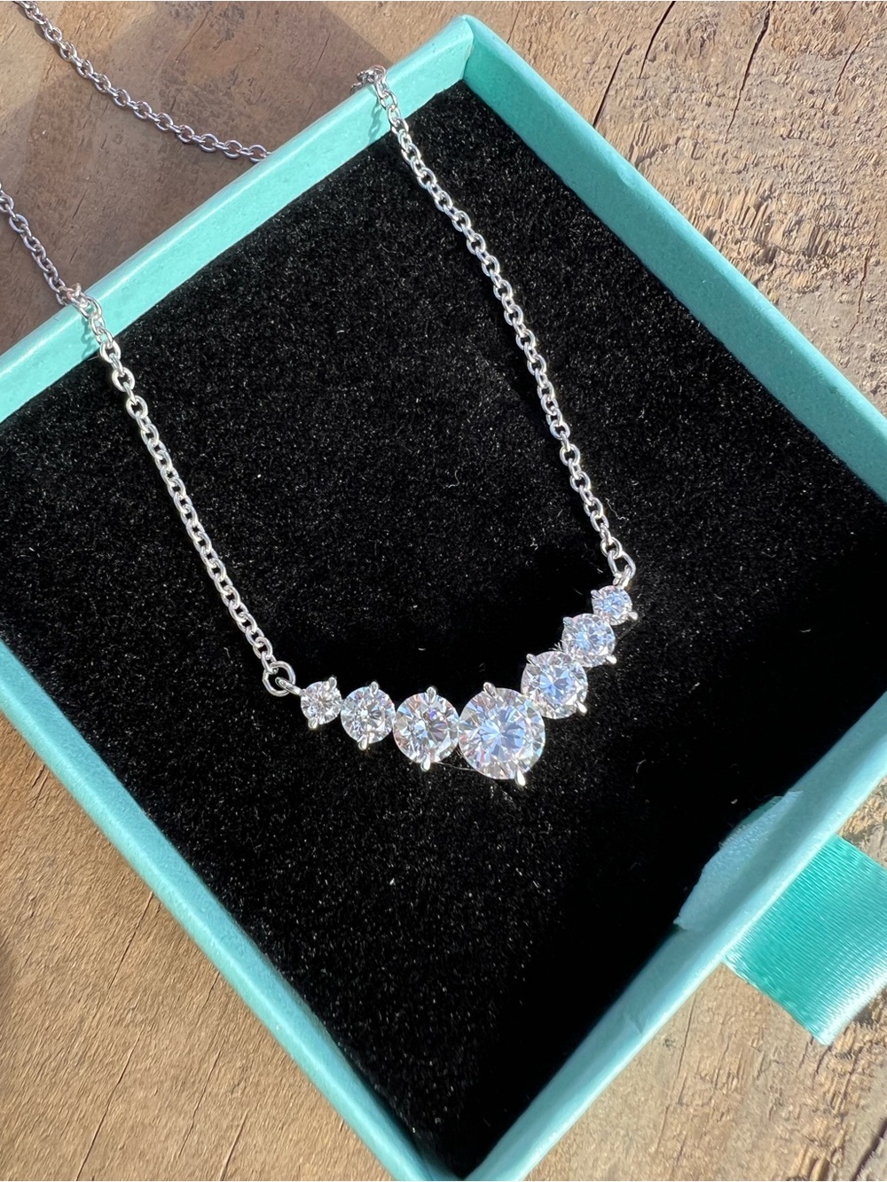 7 stone Moissanite 925 Silver Necklace